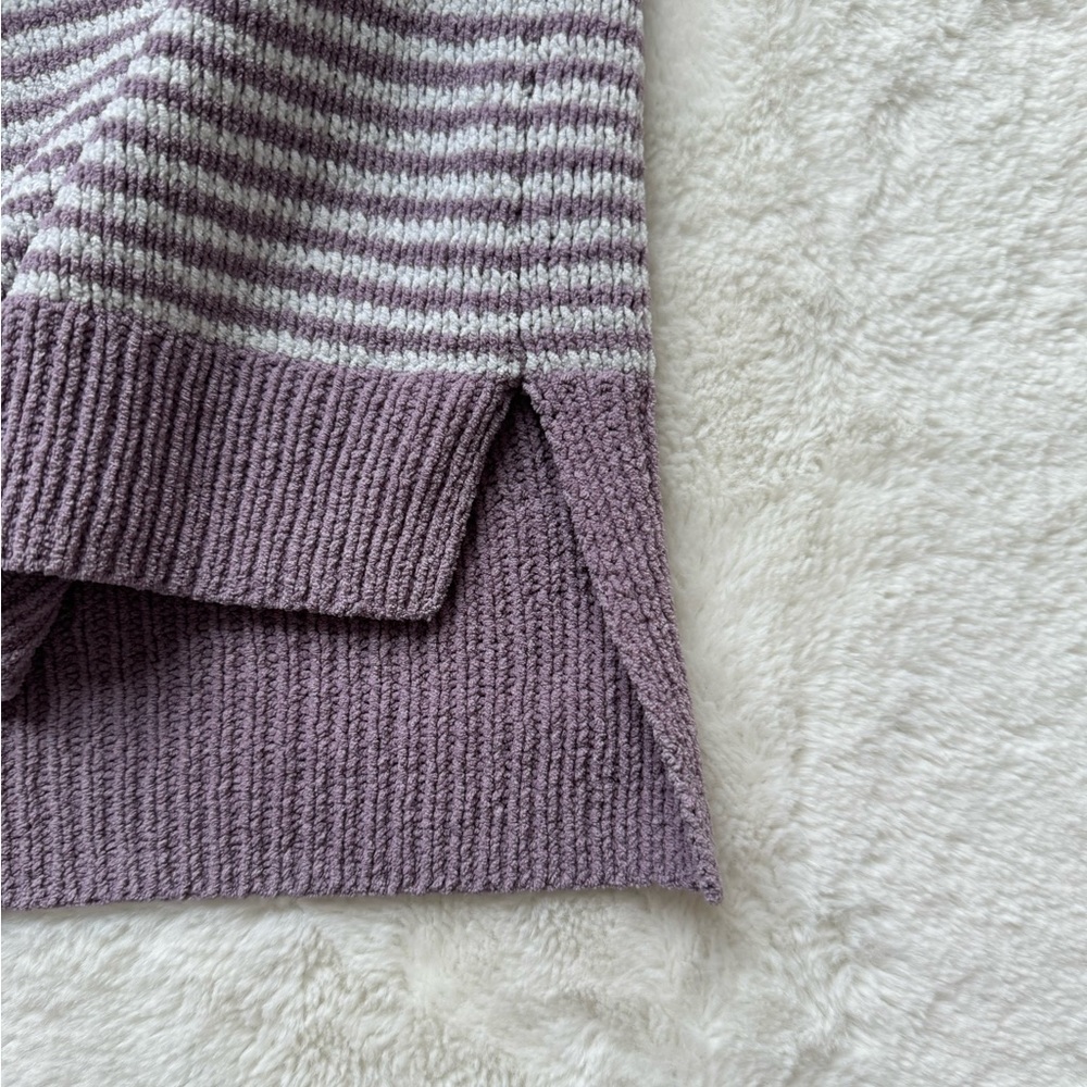 Jones New York Sweater Women Medium Lavender Striped Knit Casual‎ Preppy Pastel - Picture 7 of 12